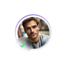 Profile photo of a team member with a checkmark icon indicating verified or invited status.