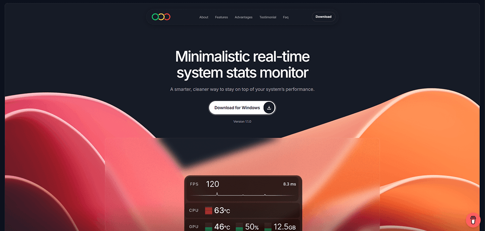 Example of a desktop website interface displayed in full view