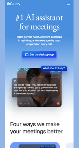 Example of a mobile website interface displayed in full view