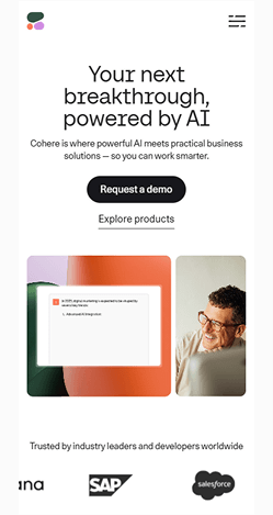 Example of a mobile website interface displayed in full view