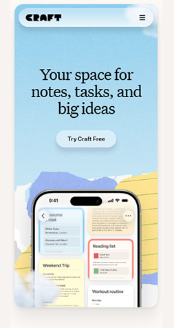 Example of a mobile website interface displayed in full view