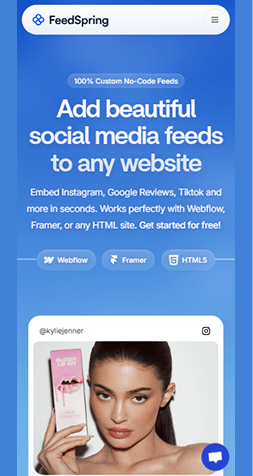 Example of a mobile website interface displayed in full view