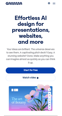 Example of a mobile website interface displayed in full view