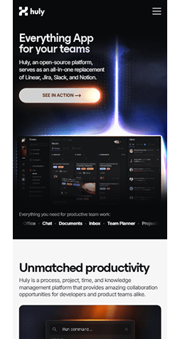 Example of a mobile website interface displayed in full view
