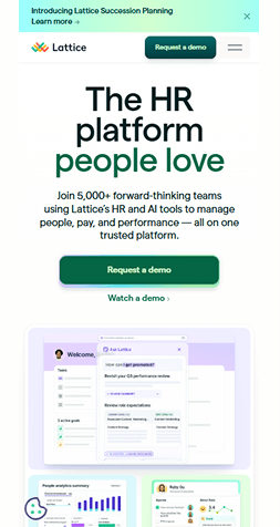 Example of a mobile website interface displayed in full view