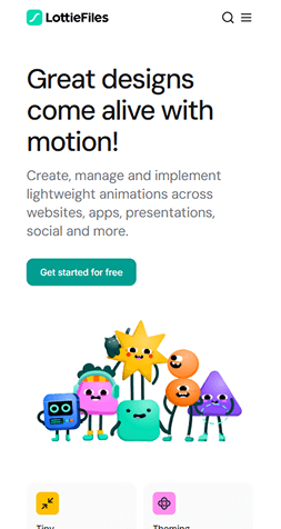Example of a mobile website interface displayed in full view