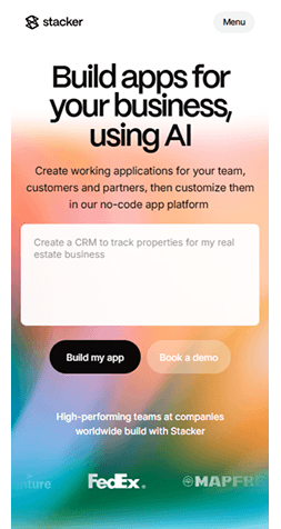 Example of a mobile website interface displayed in full view