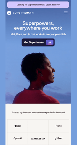 Example of a mobile website interface displayed in full view