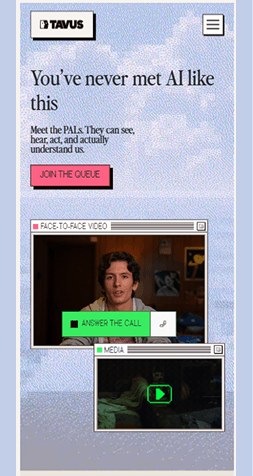 Example of a mobile website interface displayed in full view