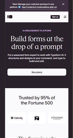 Example of a mobile website interface displayed in full view