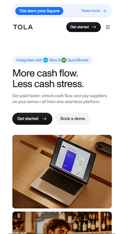 Example of a mobile website interface displayed in full view