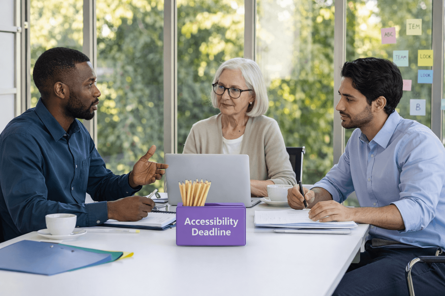 Team discussing ADA web accessibility compliance planning ahead of the 2026 accessibility deadline