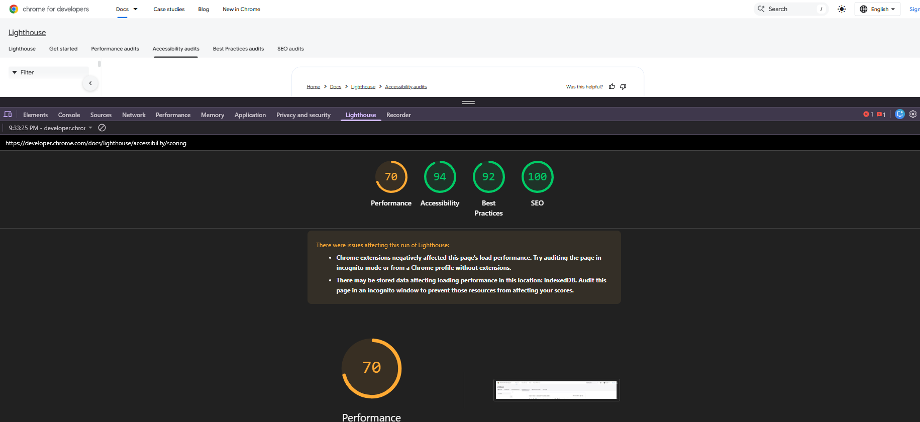 Lighthouse accessibility view