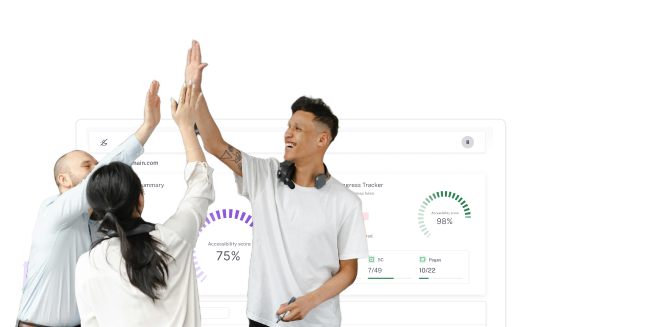 partners making group high five and happy