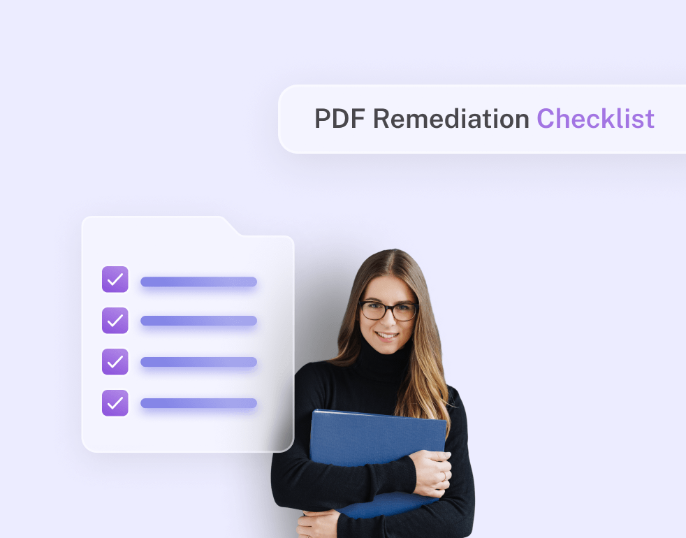  Woman holding a folder next to a checklist and tabnav blog logo.