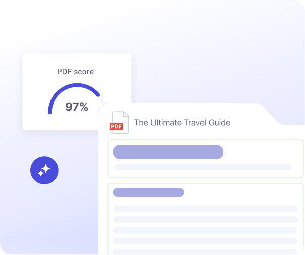 PDF document with 97 percent score shown in a compliance card.