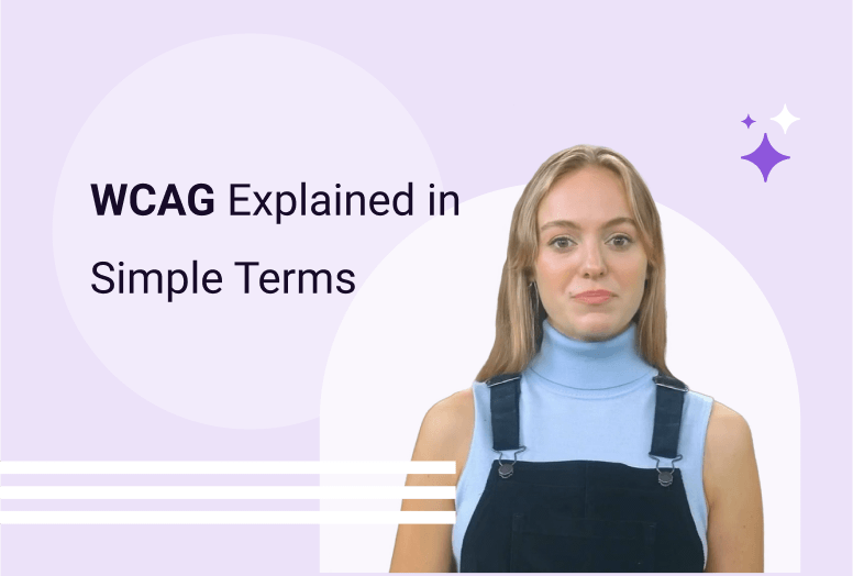 Instructor facing the camera with the title WCAG Explained in Simple Terms displayed above her