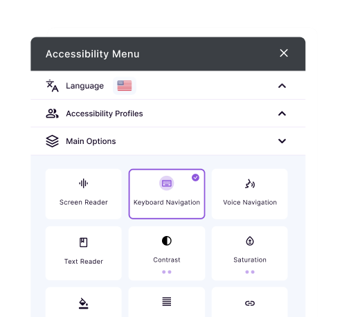 AI-powered Accessibility Widget interface